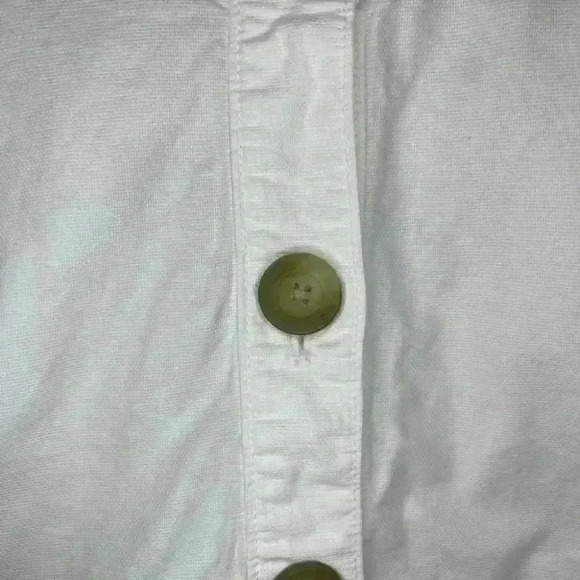 WOMEN'S White Cotton Rounded Neck Jacket Size 14 - Picture 2 of 9